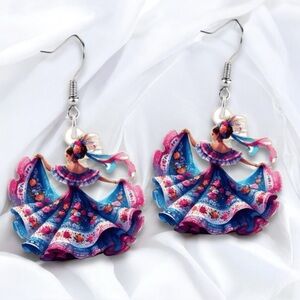 🆕 Colorful Acrylic Mexican Folk Dancer Earrings
